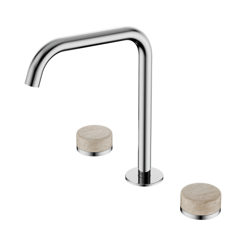 Serenity Bath or Kitchen Set Edge Spout with Rome Travertine Handle Chrome [308690]