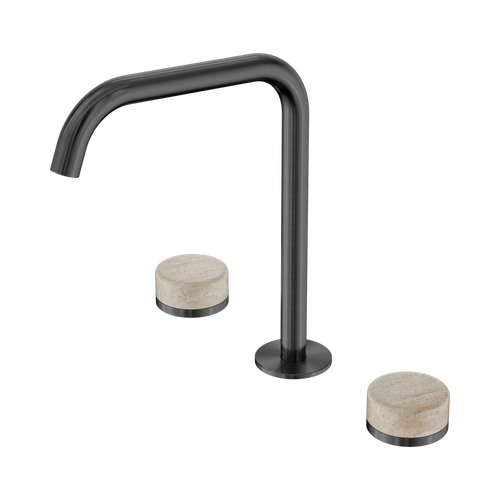 Serenity Bath or Kitchen Set Edge Spout with Rome Travertine Handle Gunmetal [308605]