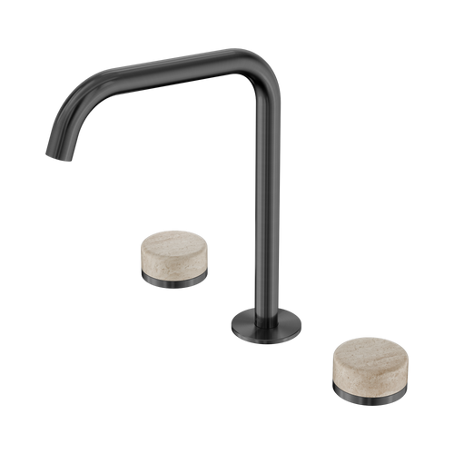 Serenity Bath or Kitchen Set Edge Spout with Rome Travertine Handle Gunmetal [308605]