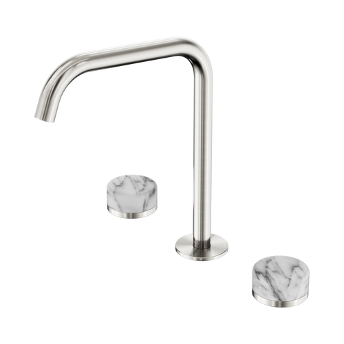 Serenity Bath or Kitchen Set Edge Spout with Arabescato Corchia Handle Brushed Nickel [308694]