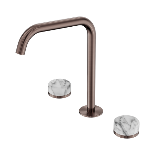 Serenity Bath or Kitchen Set Edge Spout with Arabescato Corchia Handle Brushed Bronze [308724]