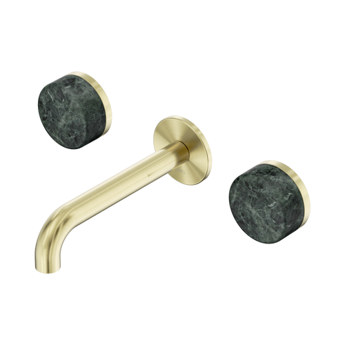 Serenity Wall Basin Set 160mm Spout with Verde Alpi Handle Brushed Gold [308682]