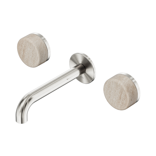 Serenity Wall Basin Set 160mm Spout with Rome Travertine Handle Brushed Nickel [308818]