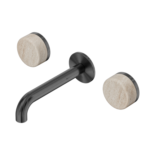 Serenity Wall Basin Set 160mm Spout with Rome Travertine Handle Gunmetal [308688]