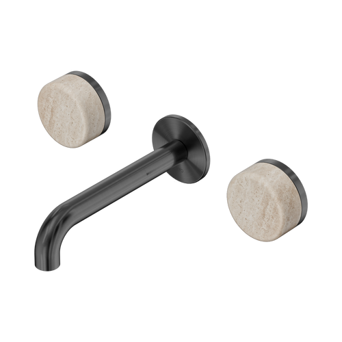 Serenity Wall Basin Set 160mm Spout with Rome Travertine Handle Gunmetal [308688]