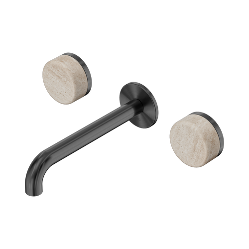 Serenity Wall Basin Set 185mm Spout with Rome Travertine Handle Gunmetal [308668]