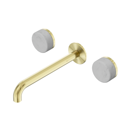 Serenity Wall Basin Set 220mm Spout with Carrara Handle Brushed Gold [308562]