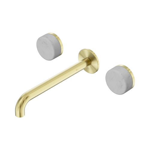 Serenity Wall Basin Set 220mm Spout with Carrara Handle Brushed Gold [308562]