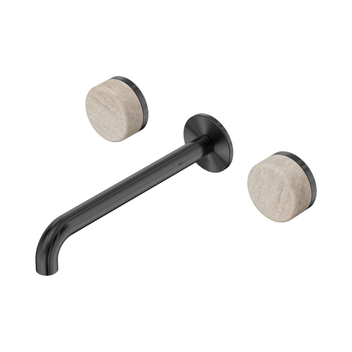 Serenity Wall Basin Set 220mm Spout with Rome Travertine Handle Gunmetal [308598]