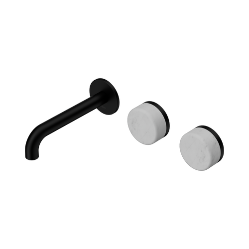 Serenity Wall Basin Set 160mm Offset Spout with Carrara Handle Matte Black [308758]