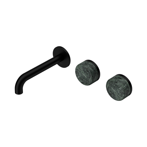 Serenity Wall Basin Set 160mm Offset Spout with Verde Alpi Handle Matte Black [308596]