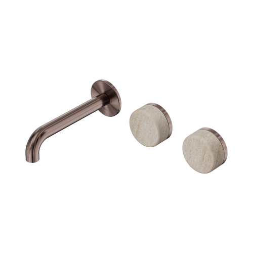 Serenity Wall Basin Set 160mm Offset Spout with Rome Travertine Handle Brushed Bronze [308601]