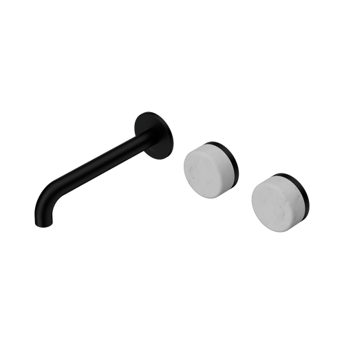 Serenity Wall Basin Set 185mm Offset Spout with Carrara Handle Matte Black [308823]