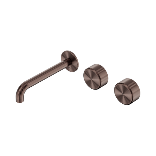 Serenity Wall Basin Set 185mm Offset Spout with Metal Handle Brushed Bronze [308809]