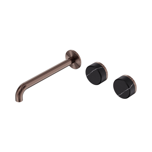 Serenity Wall Basin Set 220mm Offset Spout with Carrara Handle Brushed Bronze [308559]