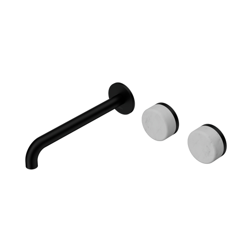 Serenity Wall Basin Set 220mm Offset Spout with Carrara Handle Matte Black [308660]
