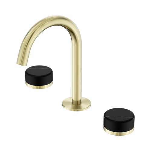 Serenity Basin Set Arc Spout with Marquina Black Handle Brushed Gold [308794]
