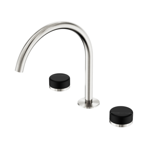Serenity Bath or Kitchen Set Arc Spout with Marquina Black Handle Brushed Nickel [308673]