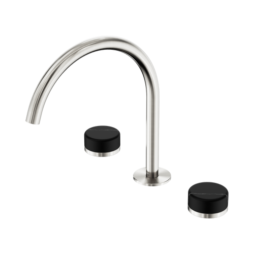 Serenity Bath or Kitchen Set Arc Spout with Marquina Black Handle Brushed Nickel [308673]