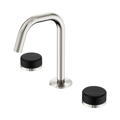 Serenity Basin Set Edge Spout with Marquina Black Handle Brushed Nickel [308759]