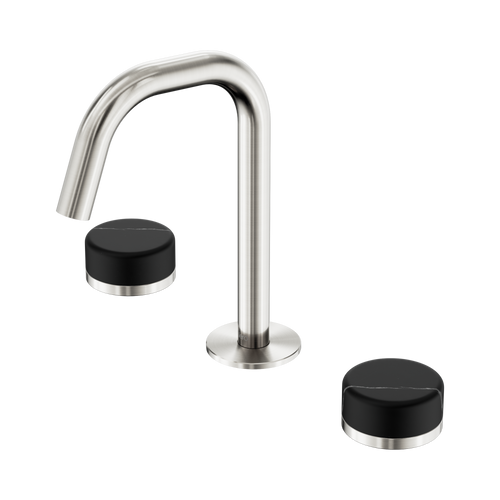 Serenity Basin Set Edge Spout with Marquina Black Handle Brushed Nickel [308759]