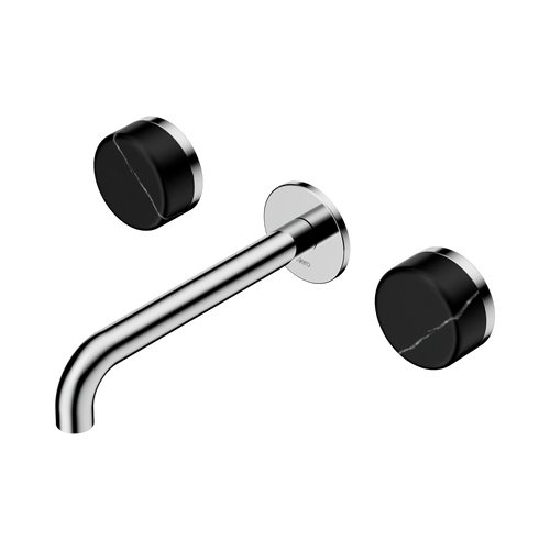 Serenity Wall Basin Set 185mm Spout with Marquina Black Handle Chrome [308710]