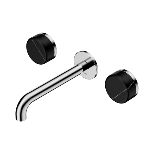 Serenity Wall Basin Set 185mm Spout with Marquina Black Handle Chrome [308710]