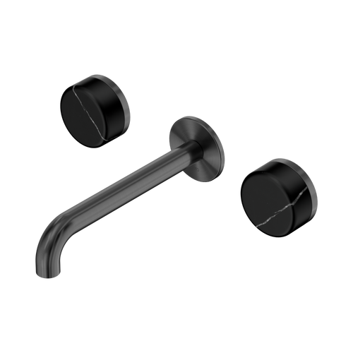 Serenity Wall Basin Set 185mm Spout with Marquina Black Handle Gunmetal [308734]