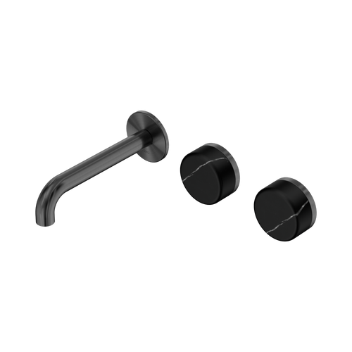 Serenity Wall Basin Set 160mm Offset Spout with Marquina Black Handle Gunmetal [308824]