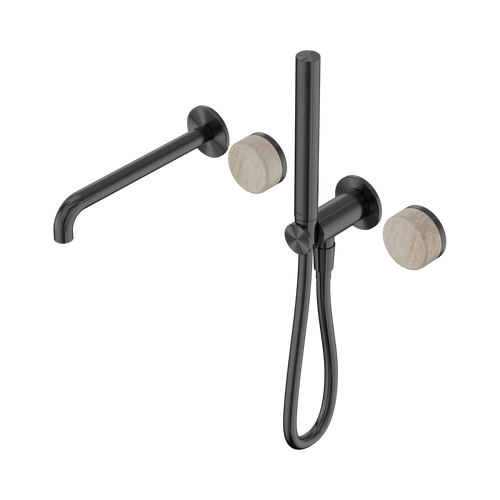 Serenity Progressive Shower System with Spout with Rome Travertine Handle and Slim Shower Gunmetal [308637]