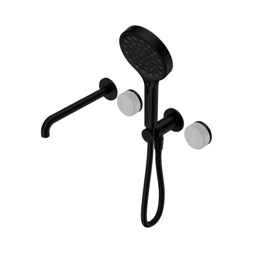 Serenity Progressive Shower System with Spout with Carrara Handle and Serenity Hand Shower Matte Black [308837]