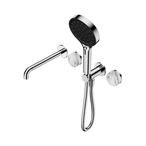 Serenity Progressive Shower System with Spout with Arabescato Corchia Handle and Serenity Hand Shower Chrome [308643]