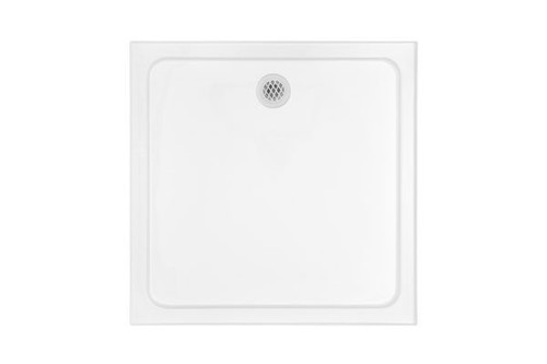 Prelude Square Rear Outlet Shower Base 1000mm Acrylic White [054987]