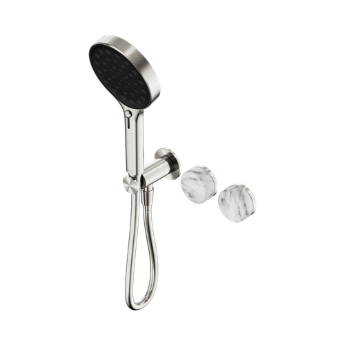Serenity Progressive Shower System with Arabescato Corchia Handle and Serenity Hand Shower Brushed Nickel [308640]