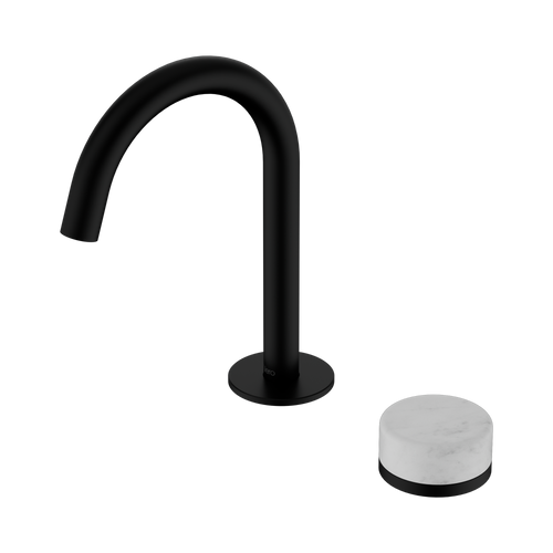 Serenity Progressive Basin Mixer Arc Spout with Carrara Handle Matte Black [308687]