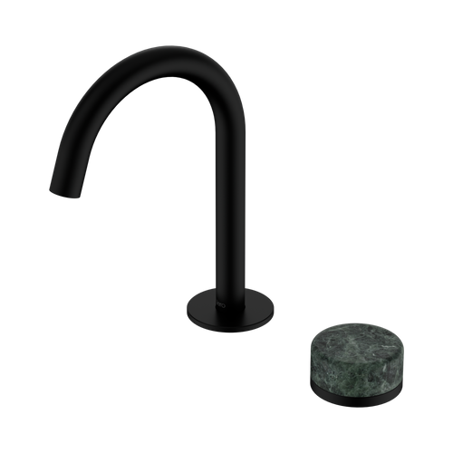 Serenity Progressive Basin Mixer Arc Spout with Verde Alpi Handle Matte Black [308670]
