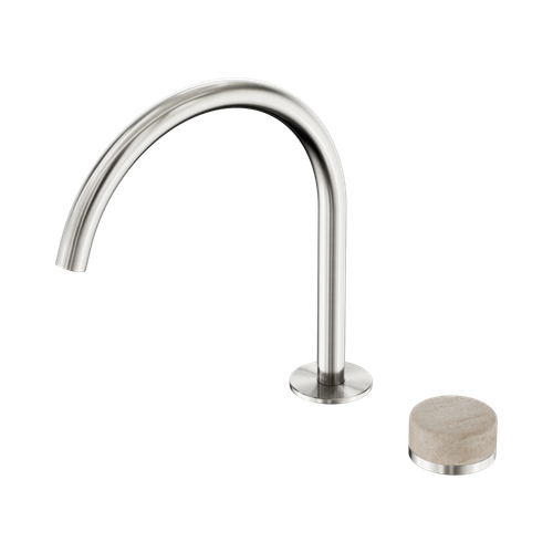 Serenity Progressive Bath or Kitchen Mixer Arc Spout with Rome Travertine Handle Brushed Nickel [308657]
