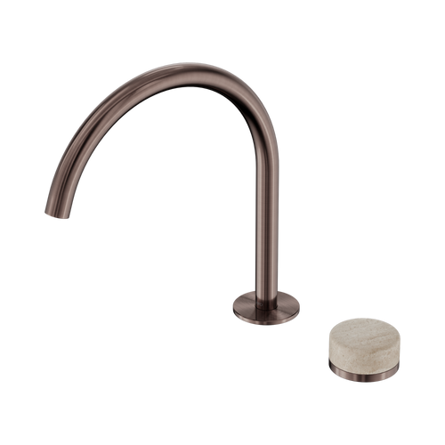 Serenity Progressive Bath or Kitchen Mixer Arc Spout with Rome Travertine Handle Brushed Bronze [308683]
