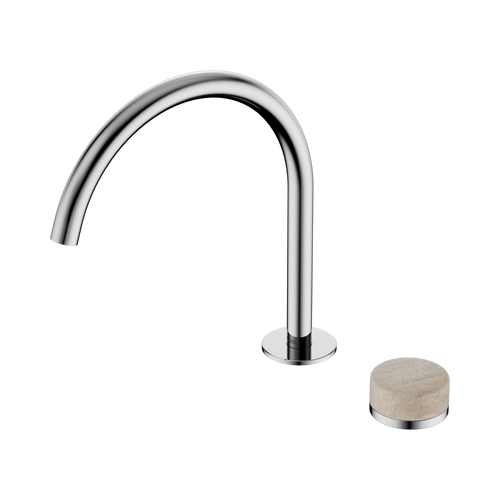 Serenity Progressive Bath or Kitchen Mixer Arc Spout with Rome Travertine Handle Chrome [308588]