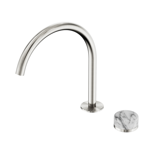 Serenity Progressive Bath or Kitchen Mixer Arc Spout with Arabescato Corchia Handle Brushed Nickel [308578]