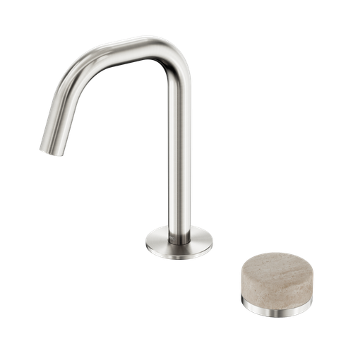 Serenity Progressive Basin Mixer Edge Spout with Rome Travertine Handle Brushed Nickel [308666]