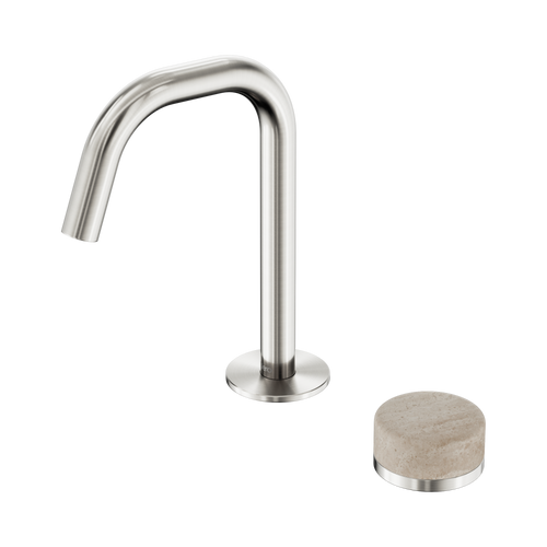 Serenity Progressive Basin Mixer Edge Spout with Rome Travertine Handle Brushed Nickel [308666]