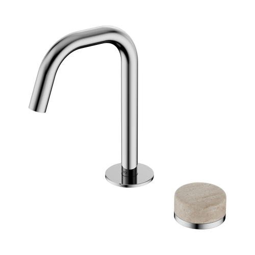 Serenity Progressive Basin Mixer Edge Spout with Rome Travertine Handle Chrome [308674]