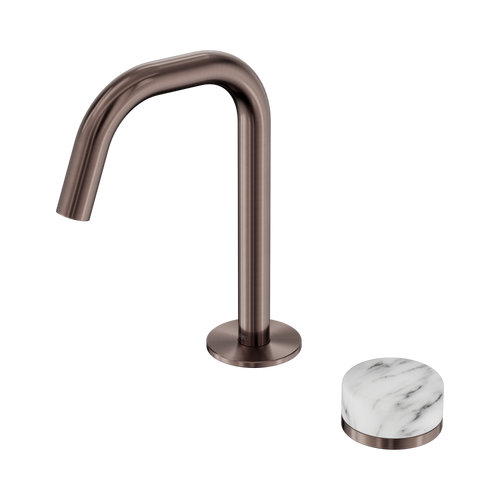 Serenity Progressive Basin Mixer Edge Spout with Arabescato Corchia Handle Brushed Bronze [308665]