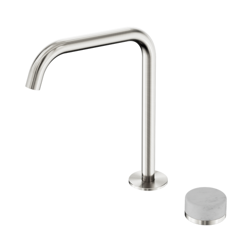 Serenity Progressive Bath or Kitchen Mixer Edge Spout with Carrara Handle Brushed Nickel [308698]