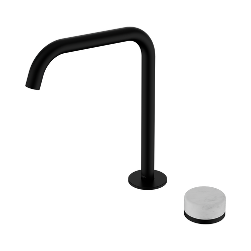Serenity Progressive Bath or Kitchen Mixer Edge Spout with Carrara Handle Matte Black [308614]