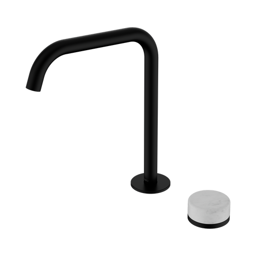 Serenity Progressive Bath or Kitchen Mixer Edge Spout with Carrara Handle Matte Black [308614]