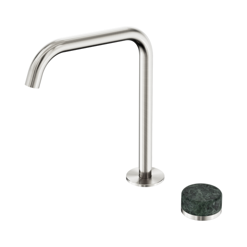 Serenity Progressive Bath or Kitchen Mixer Edge Spout with Verde Alpi Handle Brushed Nickel [308656]