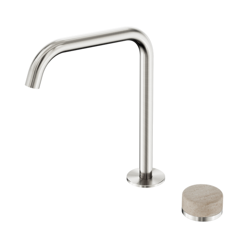 Serenity Progressive Bath or Kitchen Mixer Edge Spout with Rome Travertine Handle Brushed Nickel [308612]