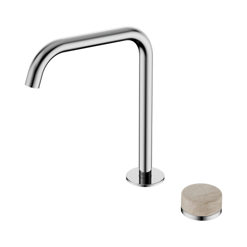 Serenity Progressive Bath or Kitchen Mixer Edge Spout with Rome Travertine Handle Chrome [308708]